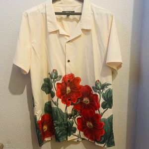 Short Sleeve Floral Pattern Dress Shirt